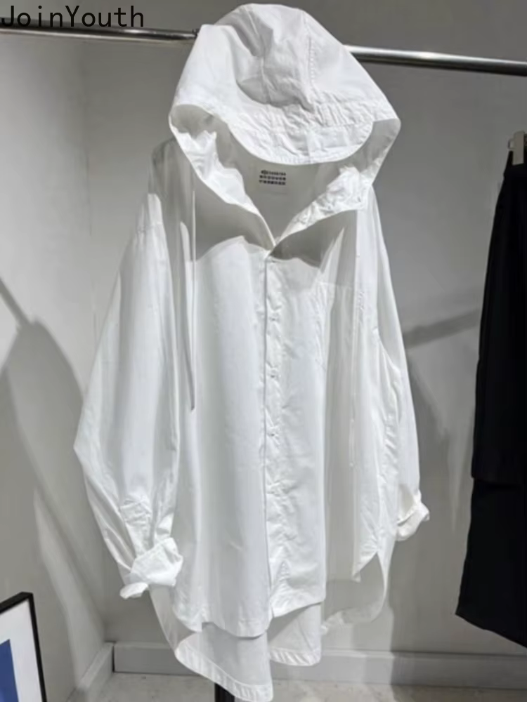 Haut pour femme Blouses surdimensionnées vêtements pour femmes 2025 Blusas Mujer De Moda chemises à capuche à manches longues décontracté mode chemisier blanc