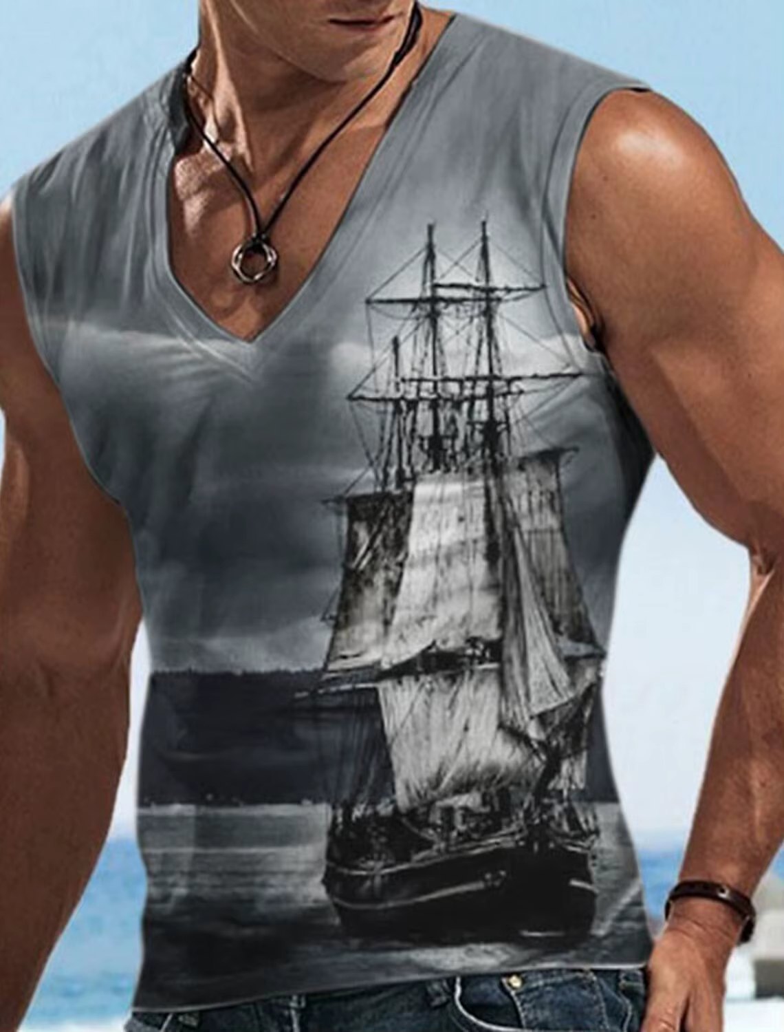 Costume de marin t-shirt imprimé bateau 3D pour hommes