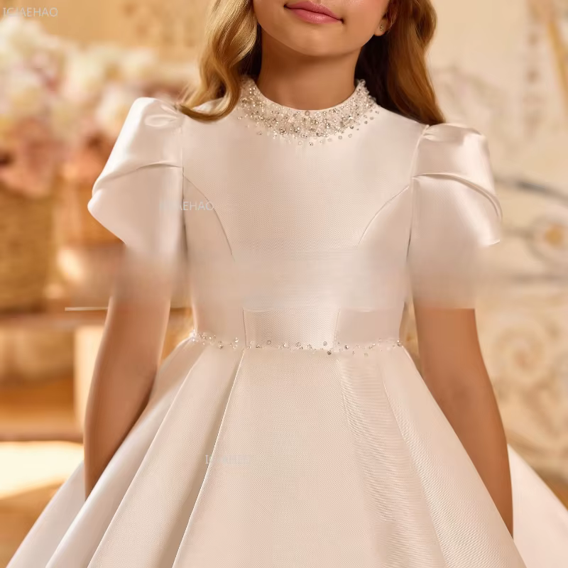 Robe de mariée blanche en Satin pour filles