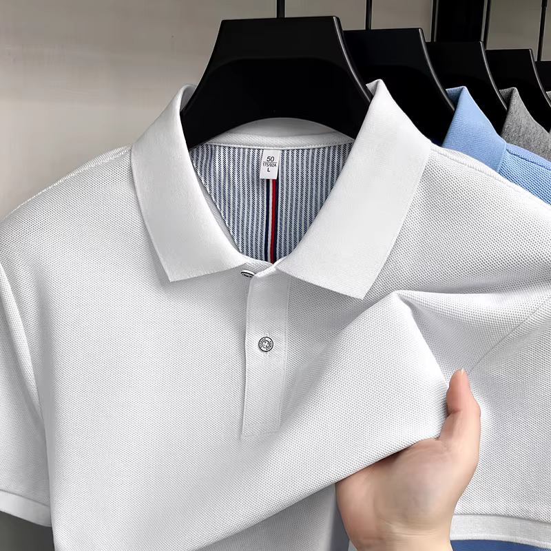 100% coton de luxe chemise polo à manches courtes pour hommes nouveau classique simple couleur solide confort été respirant casual business T-shirt