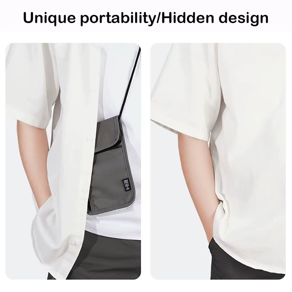 Sac de voyage portable en nylon RFID pour passeport et documents d'identité