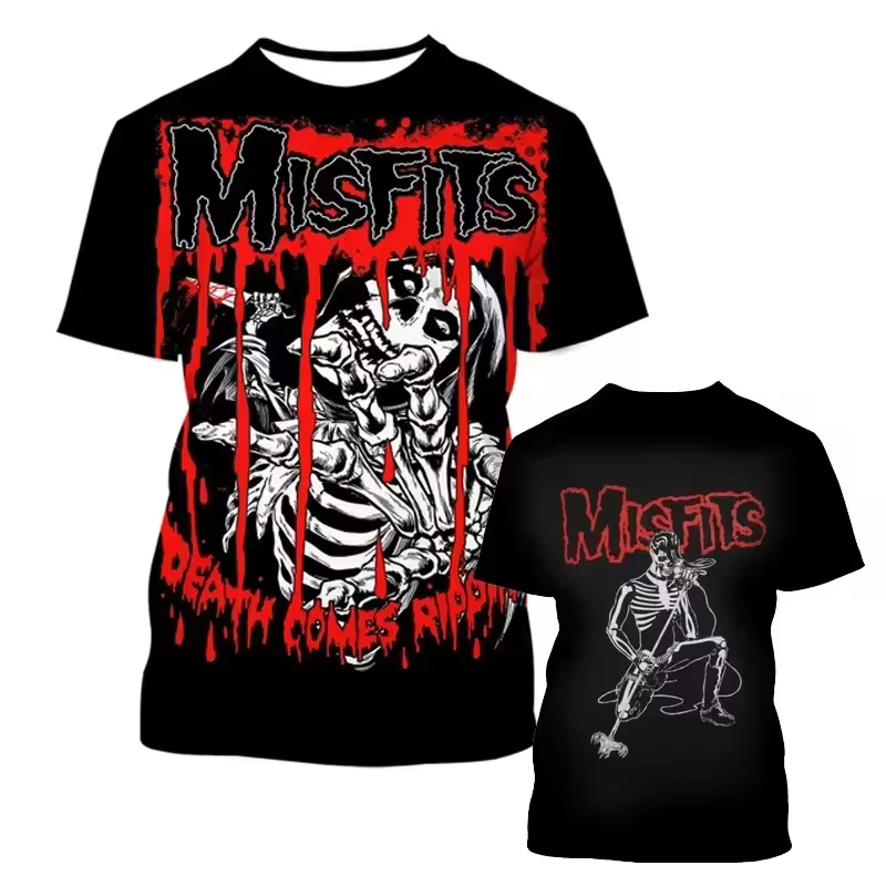 Misfits Rock Band T-Shirts crâne 3D imprimé Streetwear hommes femmes décontracté mode à manches courtes t-shirt