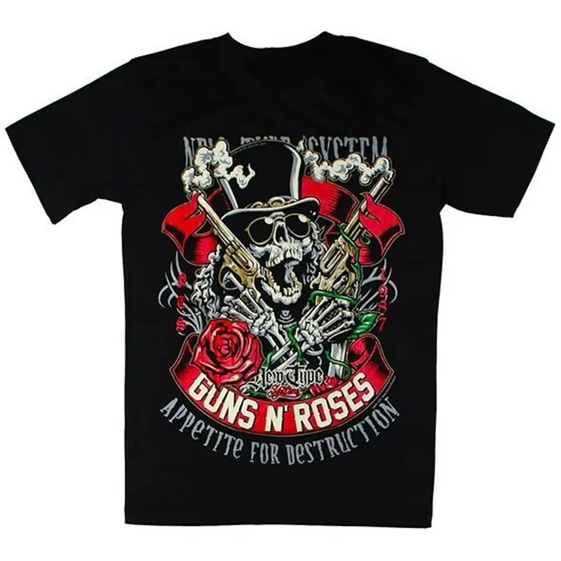T-shirt à manches courtes Guns N' Roses 2026 pour hommes et femmes