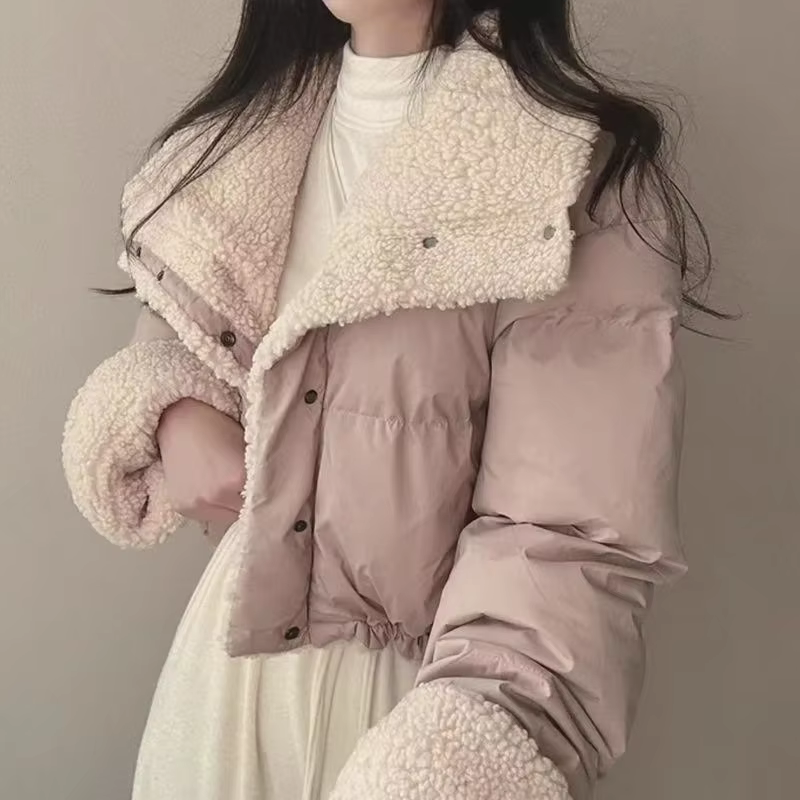 Veste d'hiver en coton pour femme, manteau polyvalent, slim, manches longues, revers court, chaud, épais, Vintage, nouveau, confortable et polyvalent