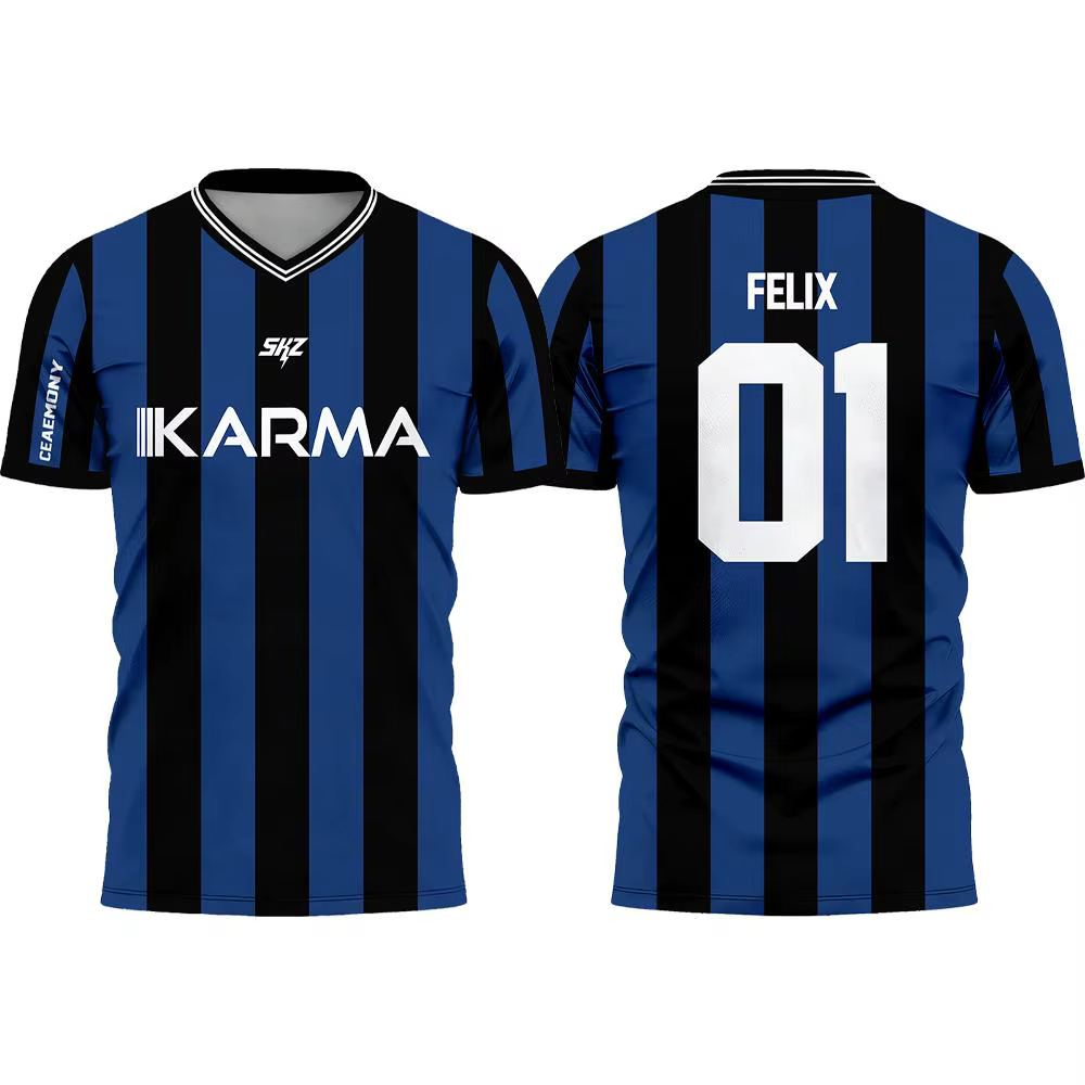 Karma SKZ Hyunjin 04 Maillot de football 3D à séchage rapide pour hommes et femmes