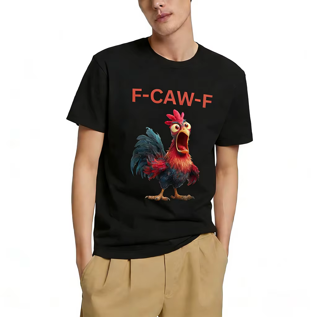 T-shirt manches courtes col rond pour hommes et femmes, imprimé poulet drôle f-chaw-f, décontracté, respirant, graphique de dessin animé