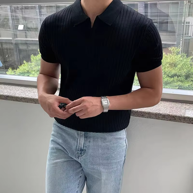 Polo de golf slim fit pour homme 2026 – T-shirt d'été sportif et décontracté à col ouvert