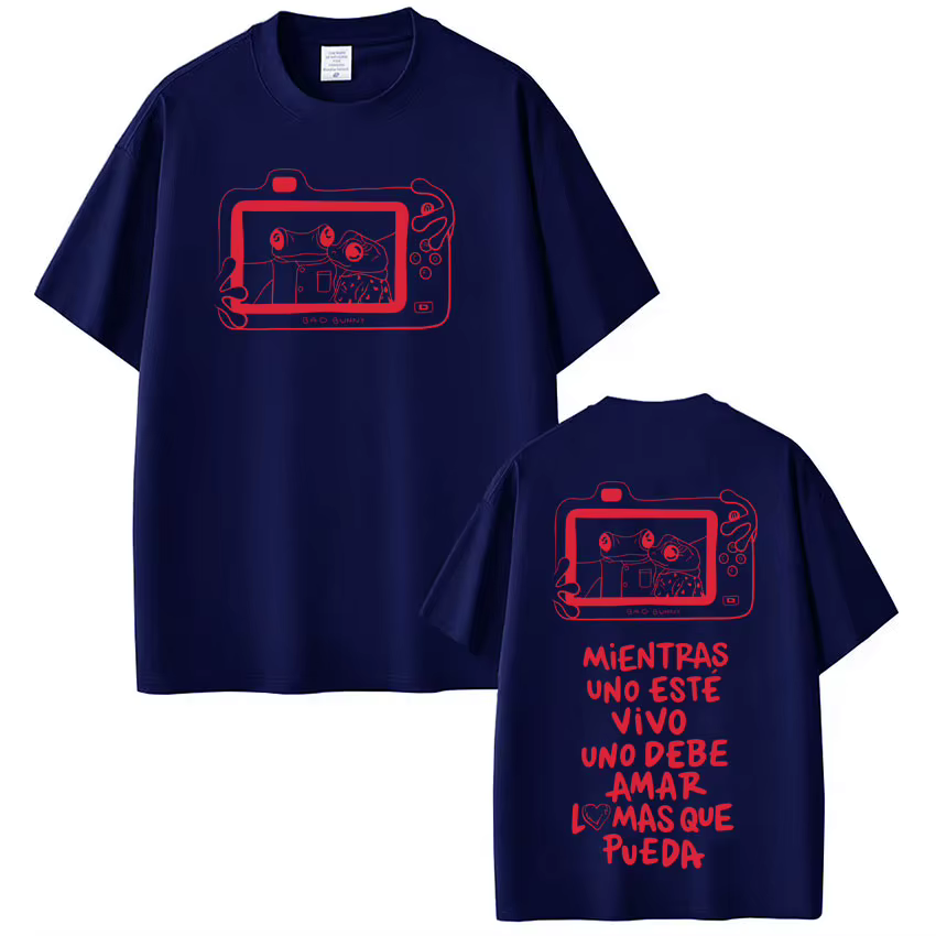 T-shirt imprimé Rapper Bad Bunny Tour 2026 pour hommes et femmes