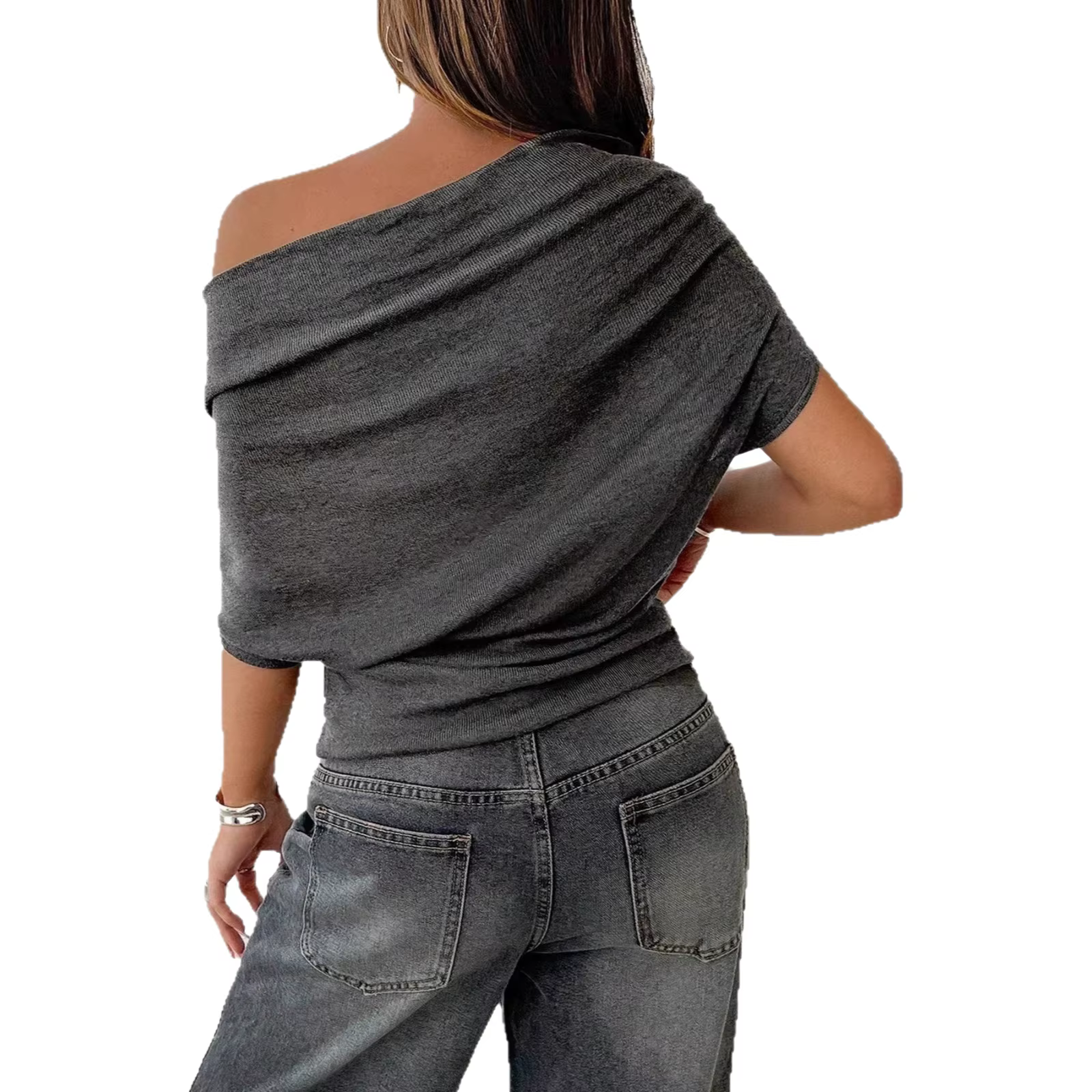 T-shirt sexy et tendance à épaules dénudées pour femme