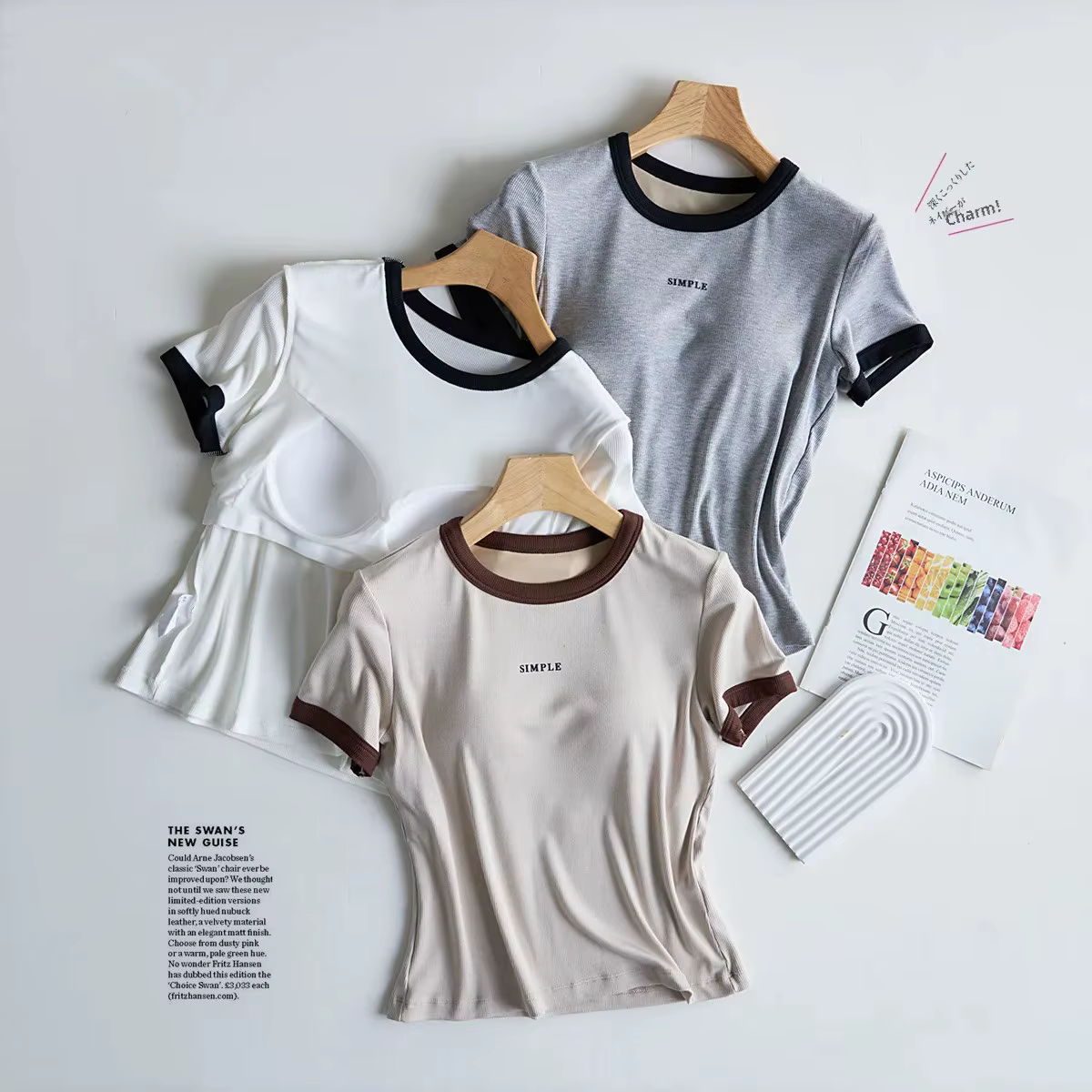 No-Pad intégré décontracté à manches courtes col rond T-Shirt femmes été sans soutien-gorge porter des vêtements