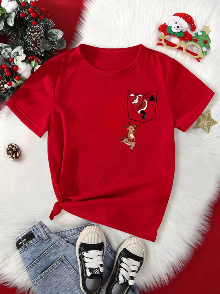 T-shirt imprimé joyeux Noël pour femme