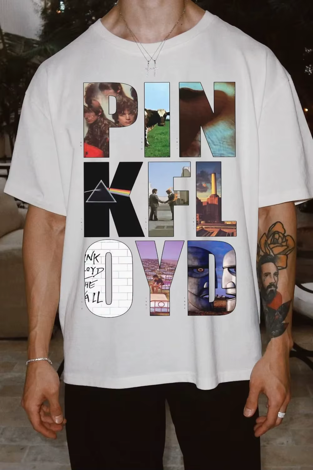 T-shirt en coton avec motif Pink Floyd