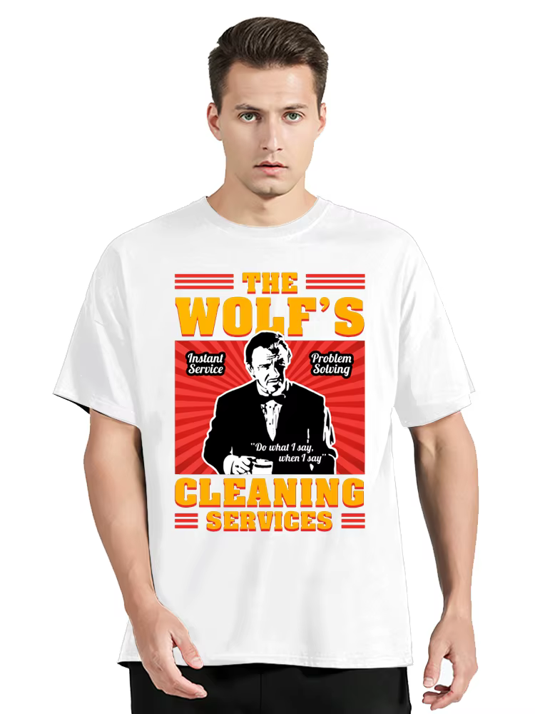 Film Pulp Fiction le loup Vintage T-Shirt vêtements pour hommes surdimensionné