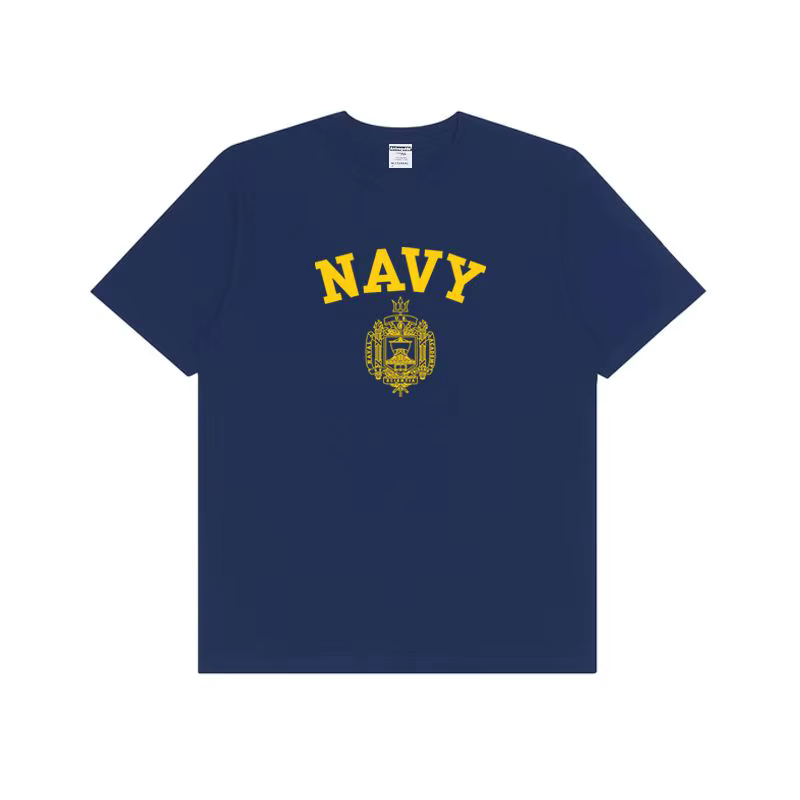 T-shirt graphique avec emblème de l'Académie navale américaine