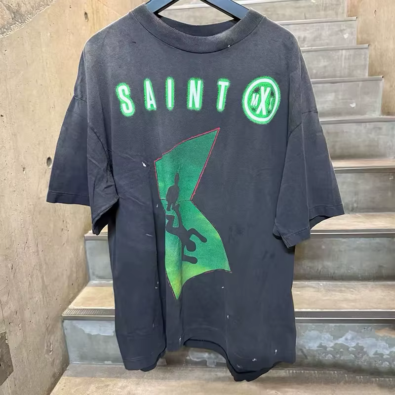 Streetwear Vintage SAINT t-shirt hommes femme meilleure qualité col rond décontracté printemps été coton nouveau lavé à