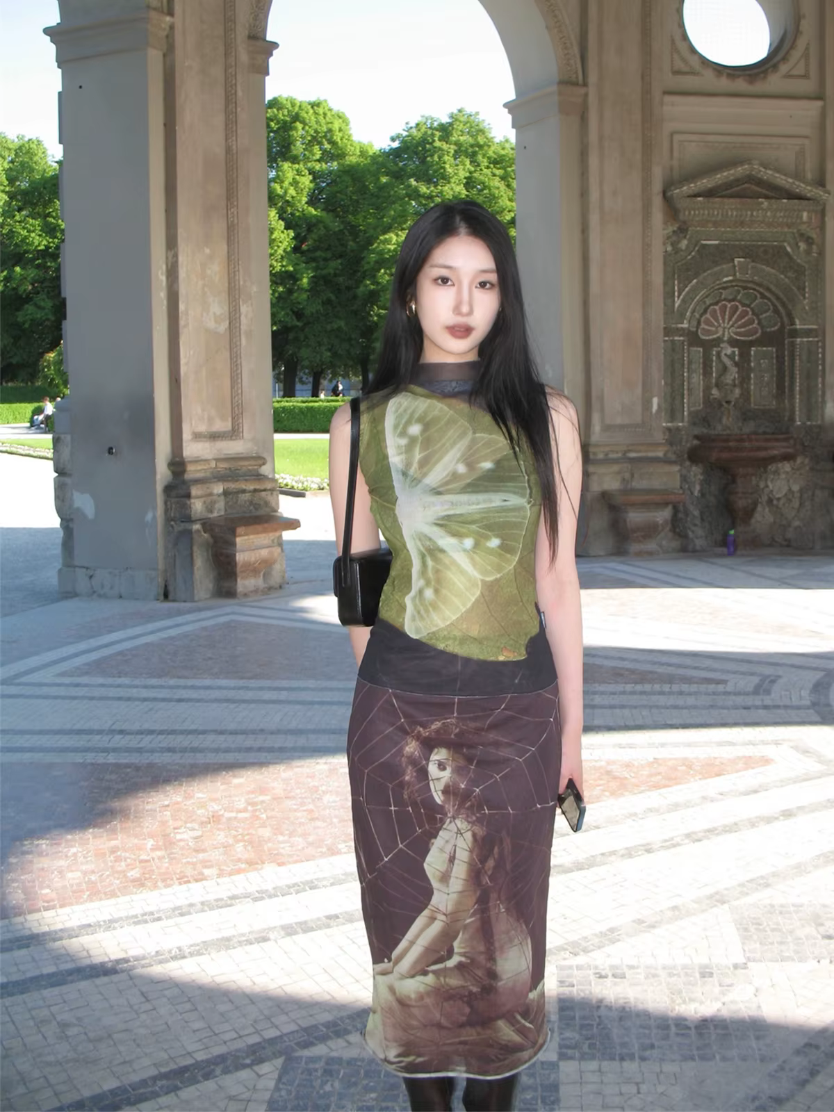 Genayooa Y2k hauts en maille t-shirts sans manches Patchwork débardeurs mode coréenne Grunge esthétique voir à travers