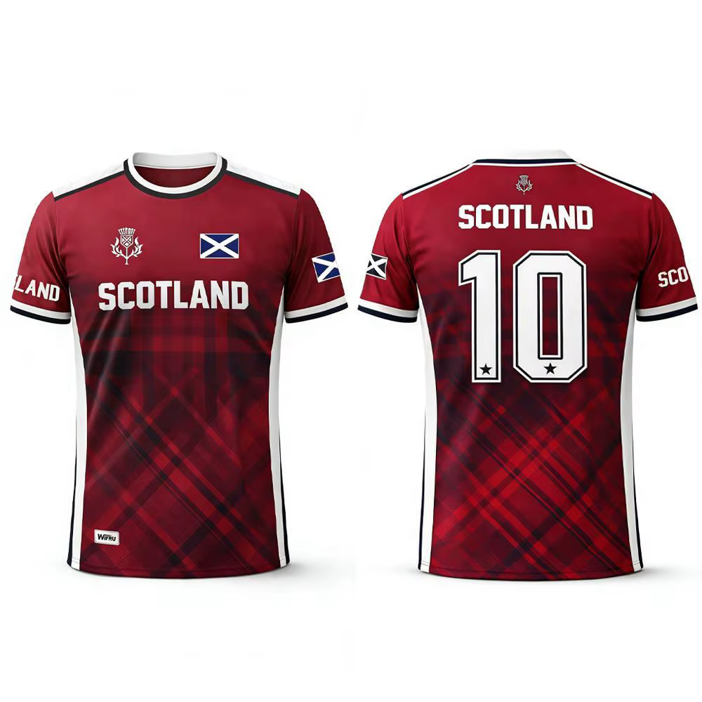 T-shirt imprimé drapeau écossais 2026 – Maillot de football respirant et à séchage rapide pour homme – Tenue d'entraînement quotidienne – Cadeau pour supporter