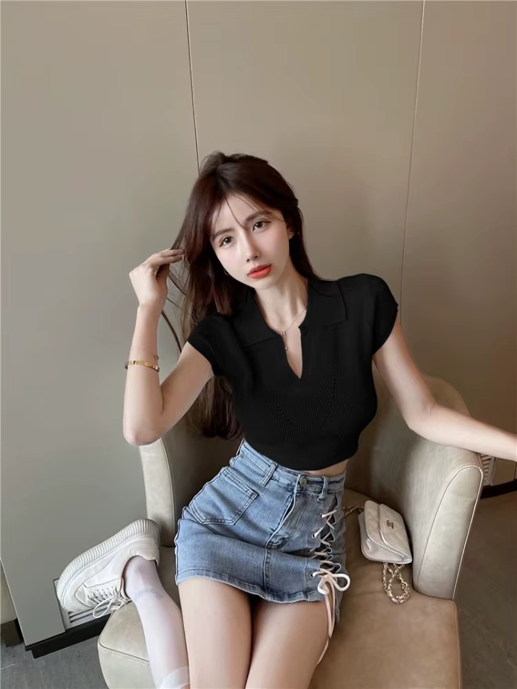 Polo Slim Neck Sexy Blouse pour femme