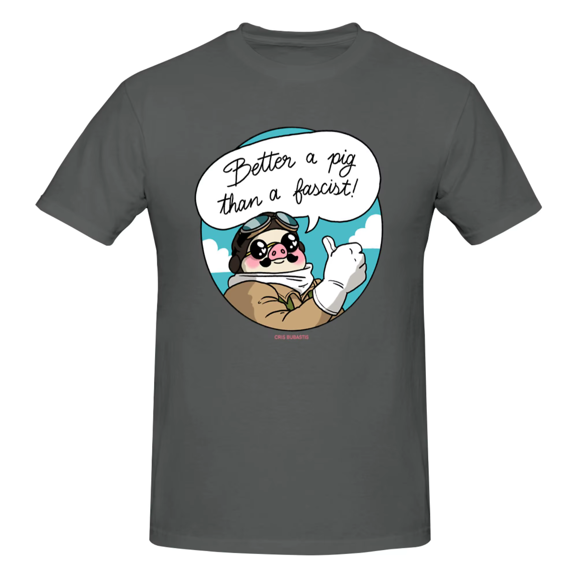 Drôle : mieux vaut un cochon qu'un fasciste ! T-shirt imprimé pour hommes
