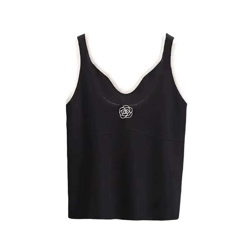 T-shirt sans manches à fleurs blanches pour femmes