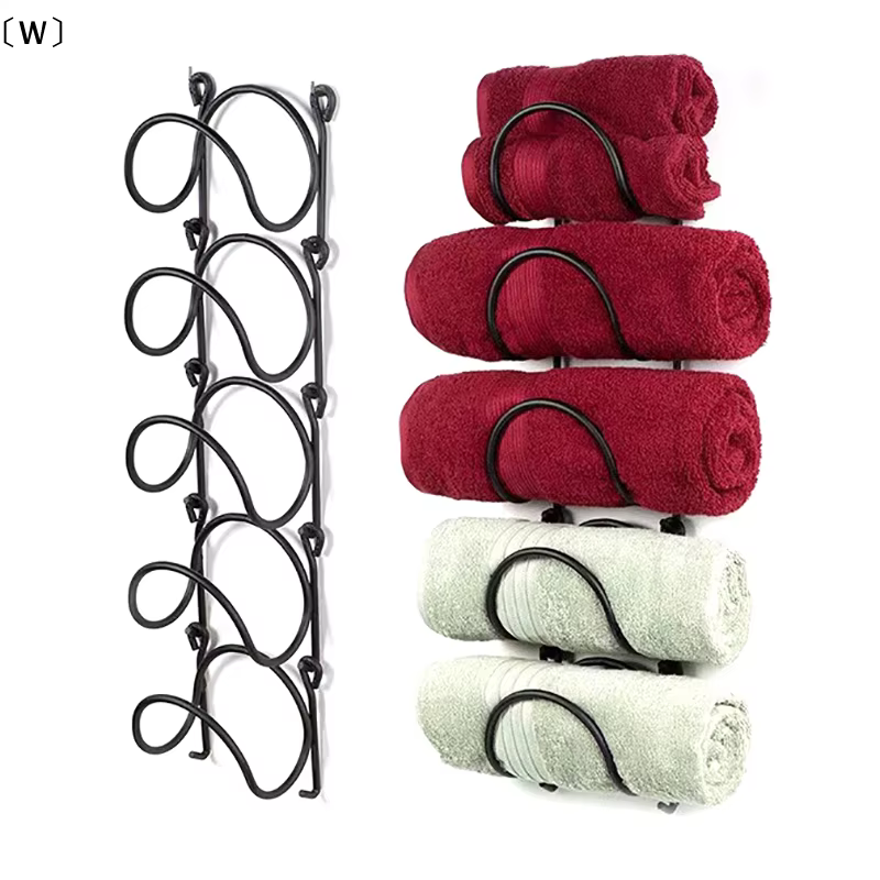 maveraW KaloWorn porte-serviettes en métal en fer forgé pour décoration murale de salle de bain, organisateur de salle de bain finition incurvée