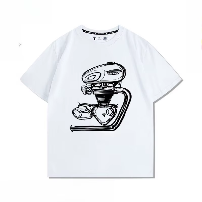 T-shirt imprimé rétro T120 modifié pour moteur de moto