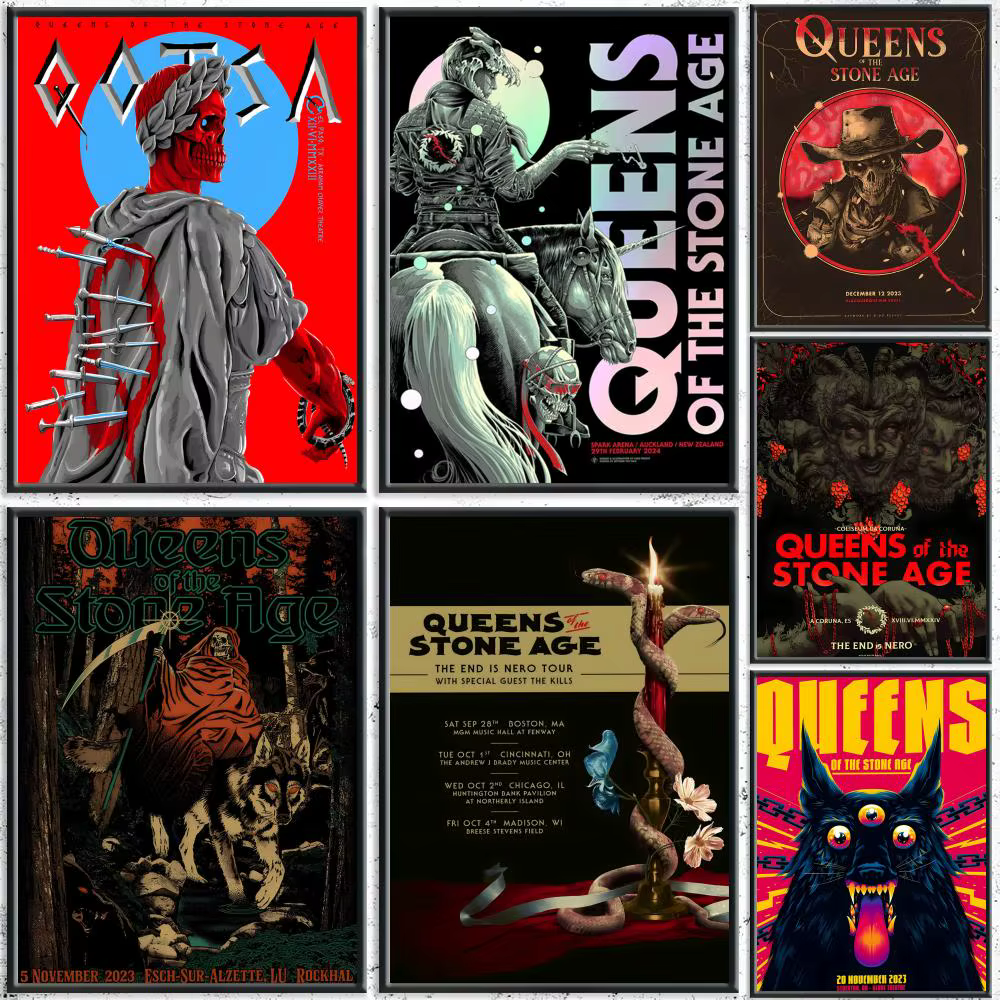 Rock Band Queens Of The Stone Age Poster HD Art mural auto-adhésif imperméable – Utilisation multi-scènes
