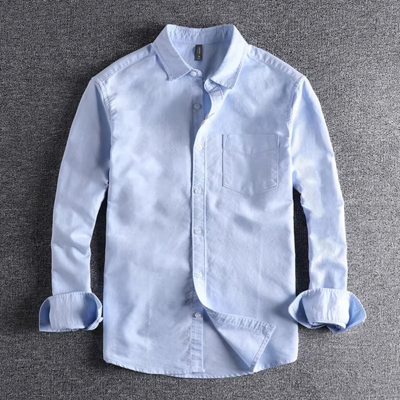 Chemise à Manches sulfen Tissu Oxford Délavé pour Homme