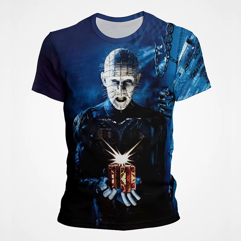Film d'horreur Hellraiser 3D imprimé T-Shirts hommes femmes décontracté mode surdimensionné à manches courtes t-shirt