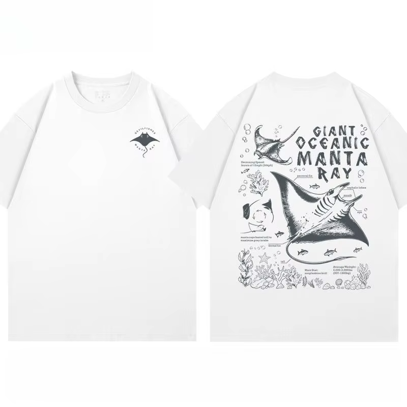2026 nouveau Manta Ray diable poisson Aquarium populaire Science biologie hommes et femmes à manches courtes T-Shirts grande taille col rond hauts