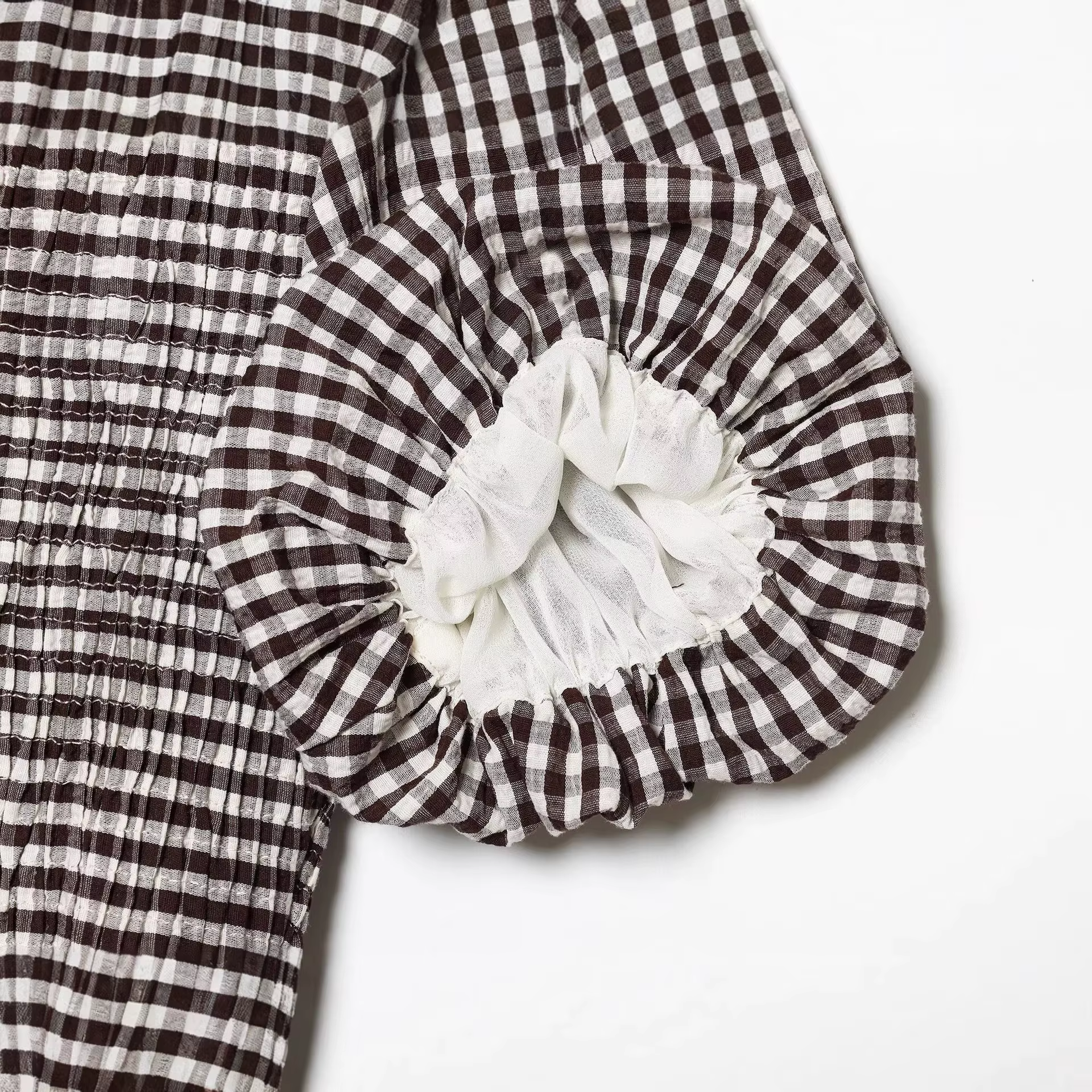 Chemise Vintage Femme Tendance à Col Montant et Manches Bulles