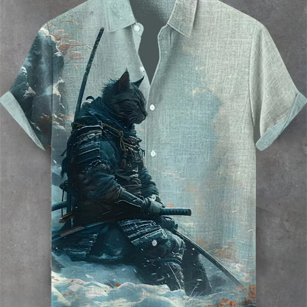 Chemise en lin à manches courtes pour hommes