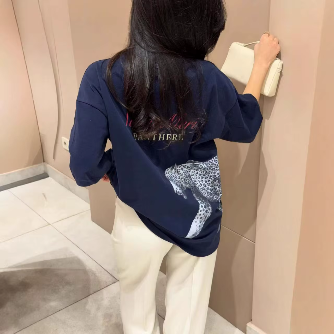 T-shirt ample en coton 100% imprimé panthère française pour femmes
