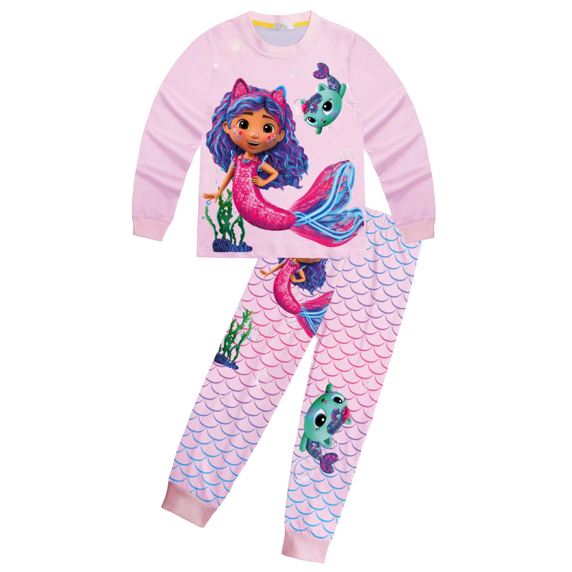 2025Gabby DollHouse filles vêtements dessin animé imprimé pyjamas mignon sirène Gabby's t-shirt pantalon ensemble