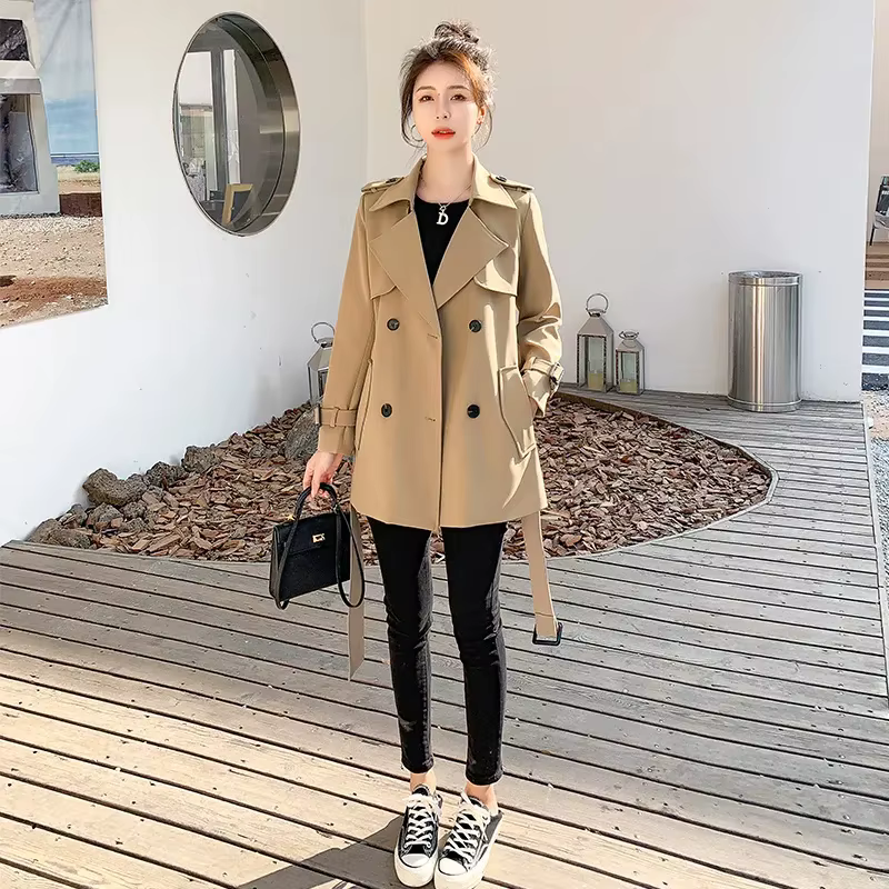 Coupe-vent court kaki Style Hepburn pour femmes