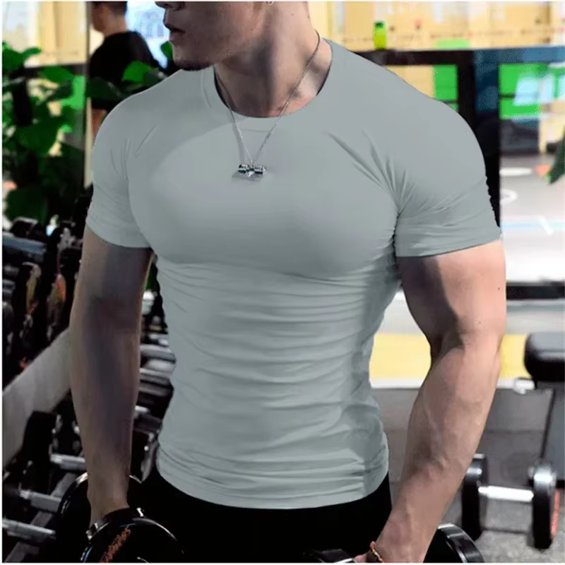 Hommes hauts à la mode t-shirt plaine coupe ajustée