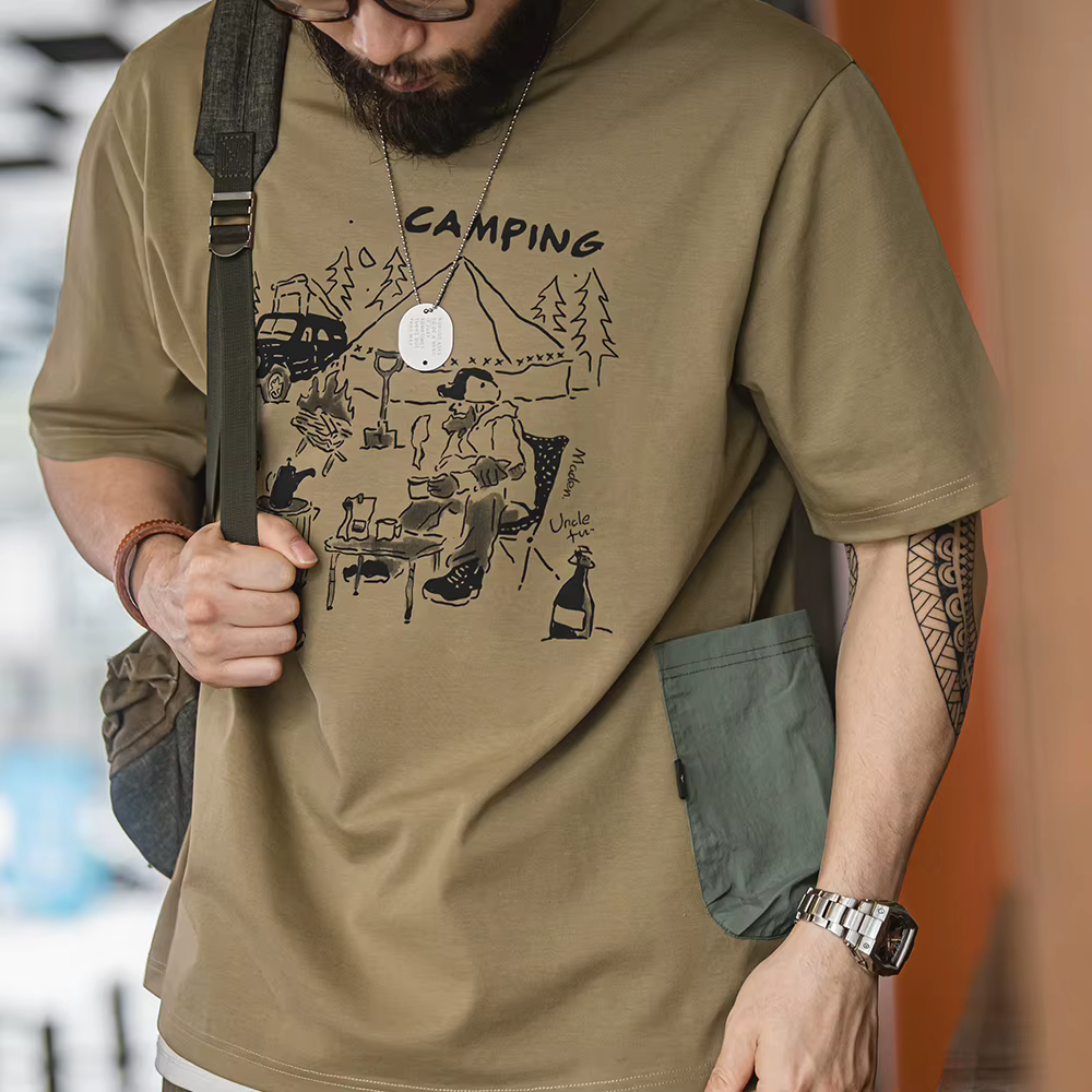 Maden-T-shirt imprimé à manches courtes pour homme