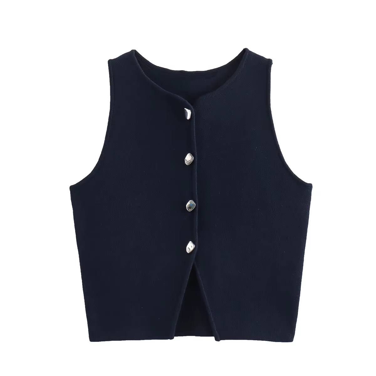 MUJER blanc tricot haut court femmes bouton hauts courts femme 2025 été réservoirs Camis