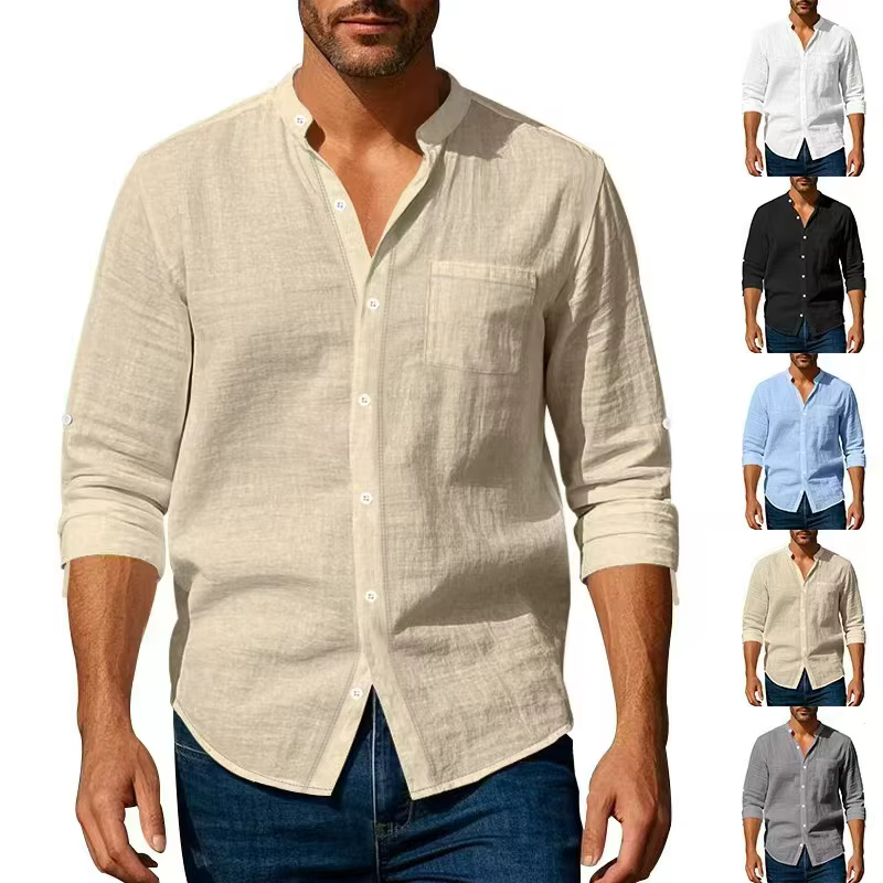 Chemise en coton et lin pour homme
