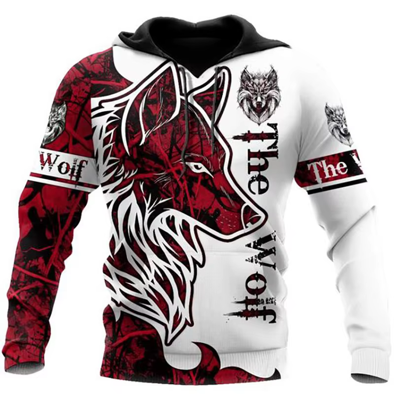 3D loup sweat à capuche pour homme