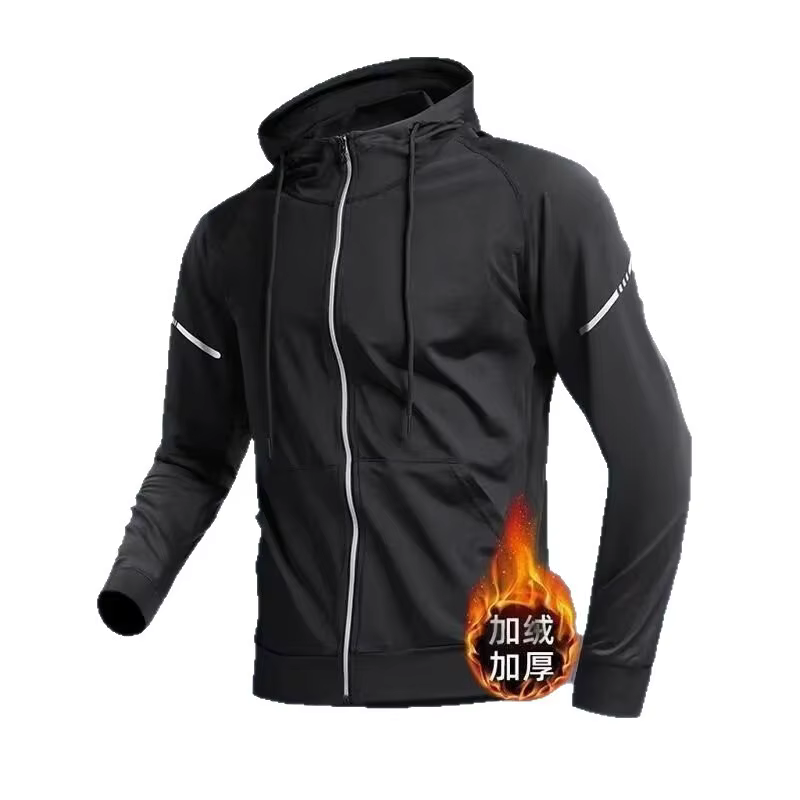 Veste de fitness à manches longues doublée en polaire pour homme