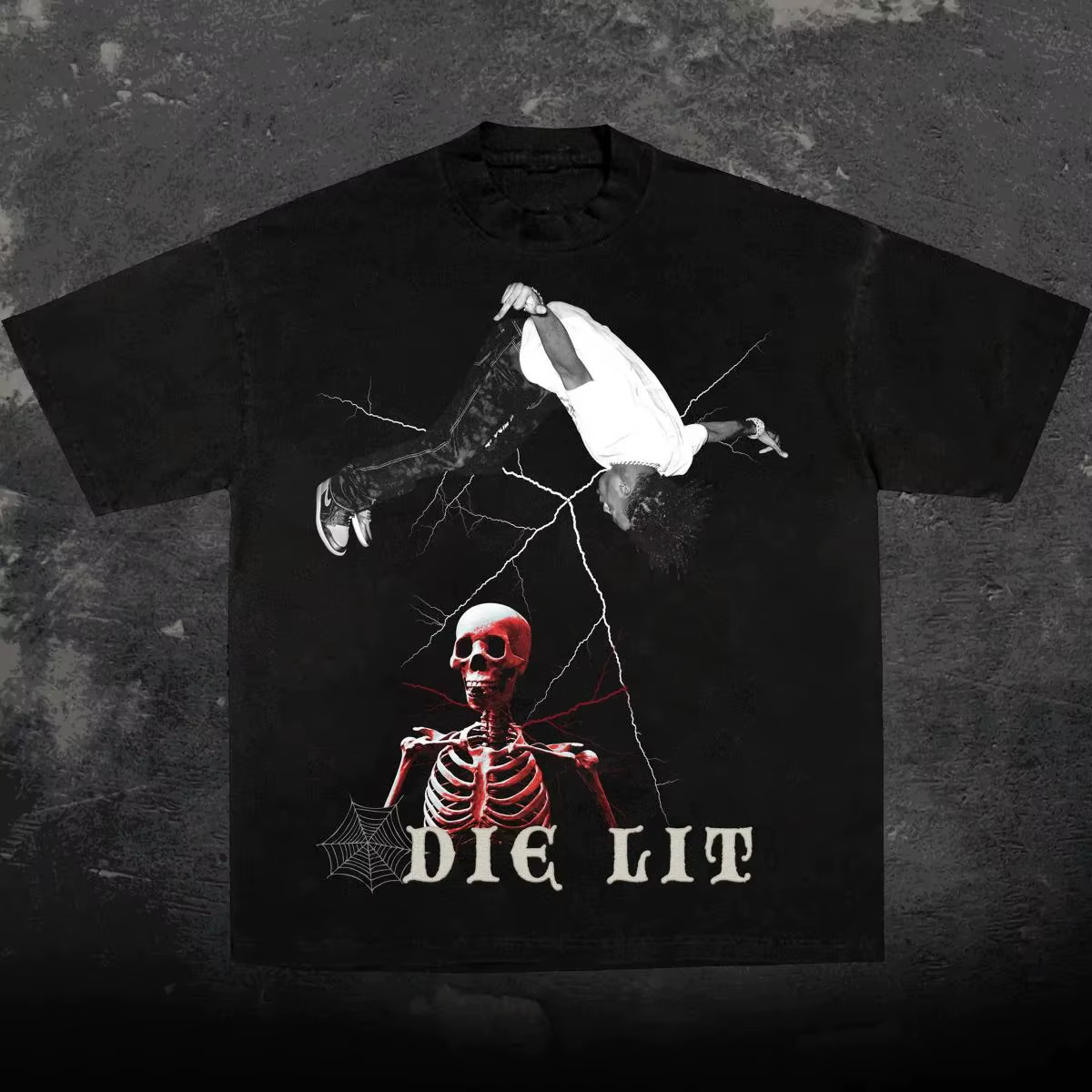 T-shirt décontracté d'été style hip-hop avec motif musical et visage de superstar de football classique