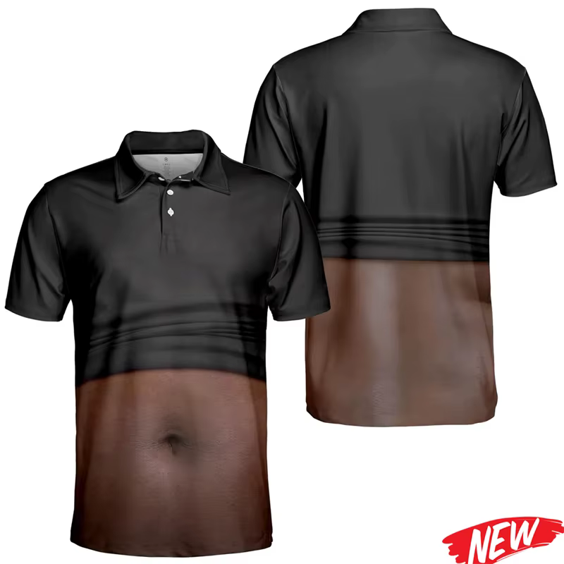 Nouveau Polo Homme Amusant à Motif Ventre Musclé
