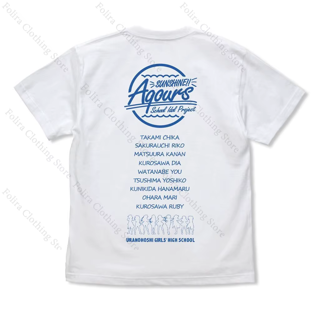 J'adore vivre! Soleil!! Aqours Liella! μ's T-shirt imprimé coton été hauts
