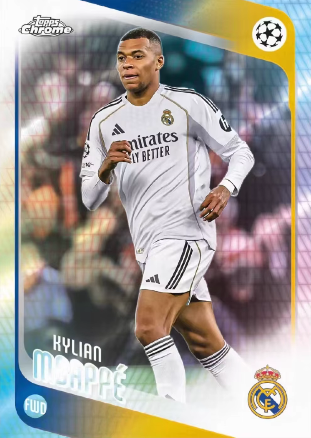 Carte de collection signature TOPPS Chrome UEFA Champions League 2025-26 : Star de football de l'année – Cadeau de Noël