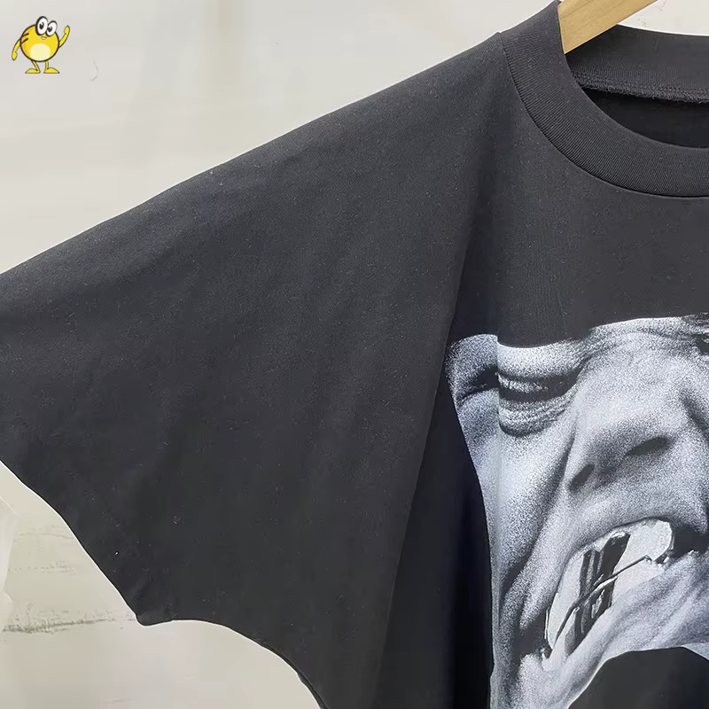 T-shirt décontracté YZY noir et blanc à manches courtes pour homme et femme