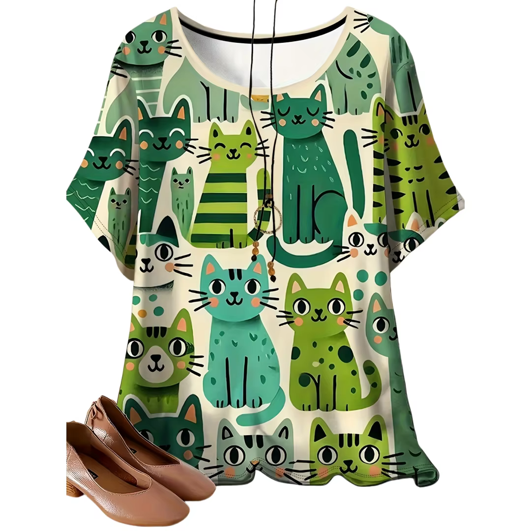 T-shirt pour femmes, imprimé chat 3D
