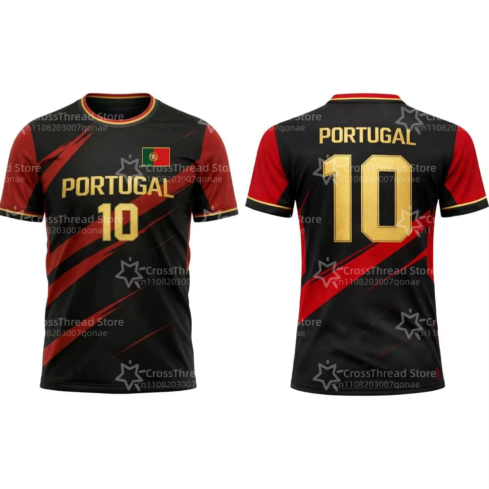 T-shirt imprimé drapeau du Portugal, uniforme d'entraînement de football d'été, maillot respirant et à séchage rapide pour hommes et femmes, cadeau idéal
