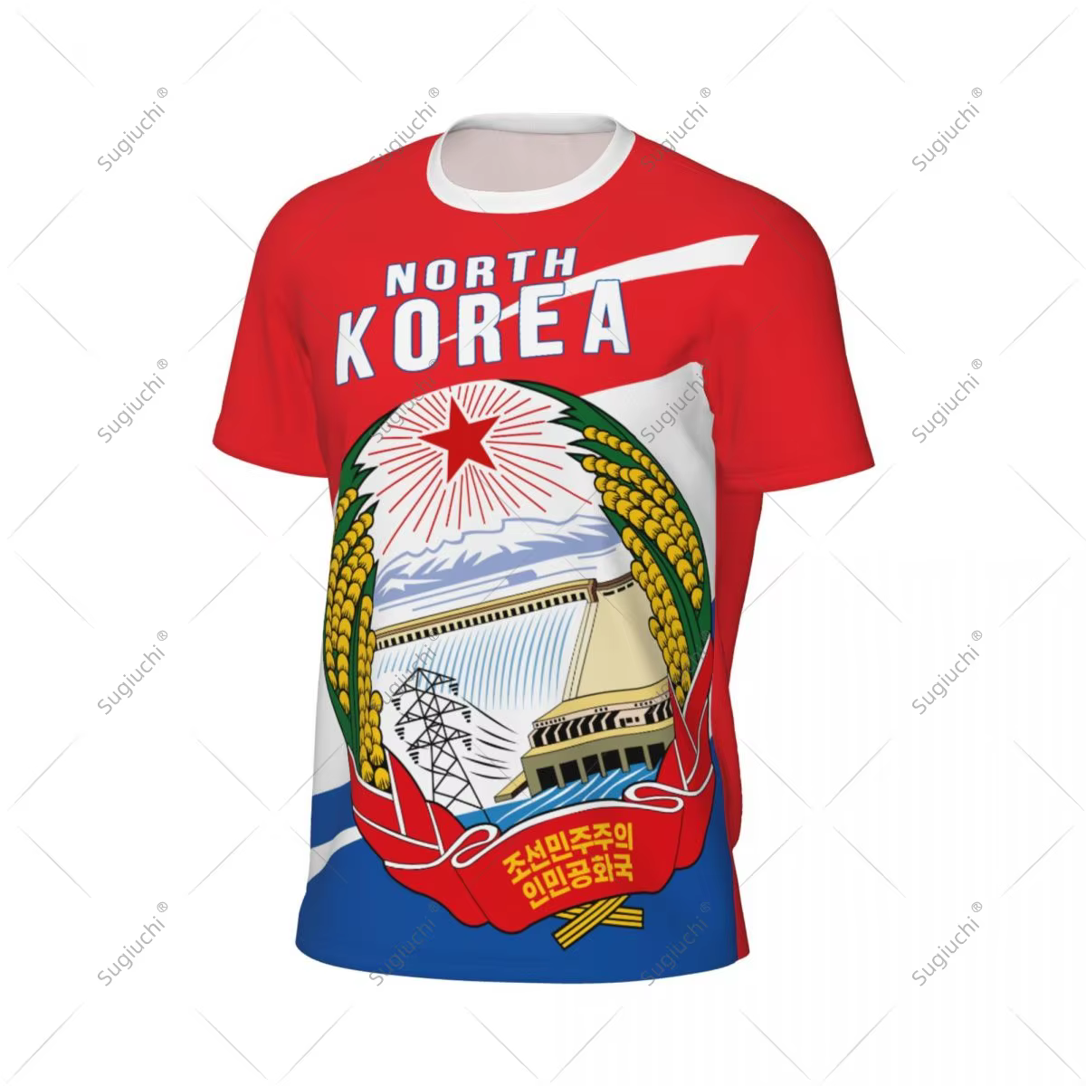 T-shirt de sport pour hommes et femmes avec drapeau de la Corée du Nord