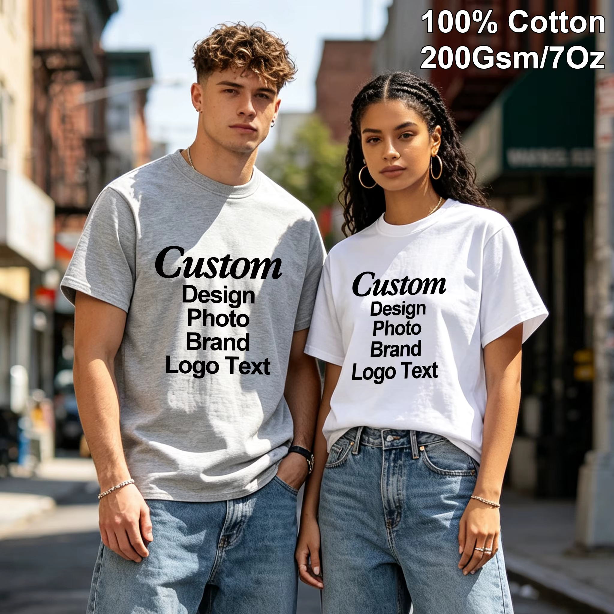 T-shirt personnalisé t-shirt personnalisé t-shirt personnalisé bricolage imprimer votre photo marque Logo texte hommes femmes 100% coton cadeau Premium